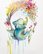 Splashing Rainbow Baby Elephant thumbnail