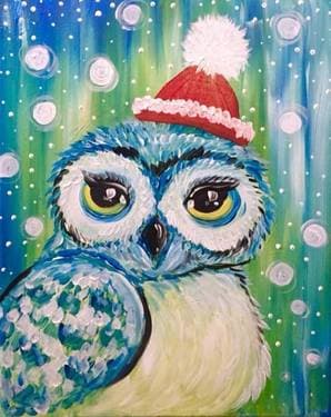 Cute Holiday Owl - Paint and sip event at The Tavernacle in Salt Lake City, UT - PaintNite.com