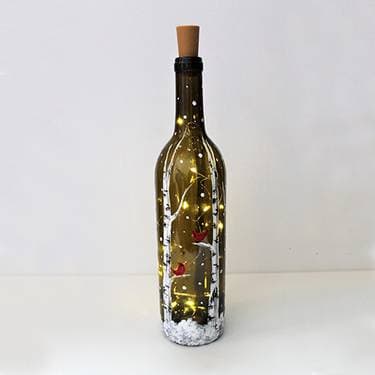 Birch Buddies Wine Bottle with Fairy Lights - Paint Nite event in PARLIN, NJ