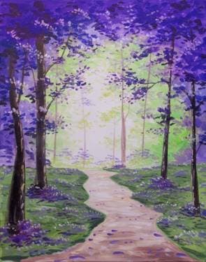 Year Round Purple Blossom Forest - Paint and sip event at PF Changs Sunnyvale in Sunnyvale, CA - PaintNite.com