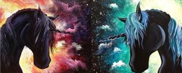 Unicorn Magic Partner Painting - Paint and sip event at Reds Bar and Grill - Eastview Bowl in Saskatoon, SK - PaintNite.com