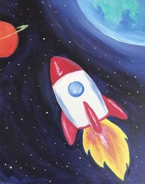 Rocket Ship - Paint and sip event at Mr Mikes Steakhouse in Saskatoon, SK - PaintNite.com