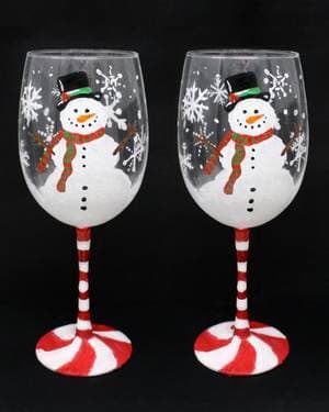 Happy Snowman Wine Glasses - Paint and sip event at Bluebird Kitchen in BELLMORE, NY - PaintNite.com