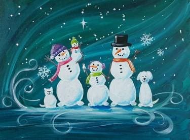 Create Your Own Snow Family 2 - Paint and sip event at Boston Pizza West Springs in Calgary, AB - PaintNite.com