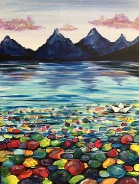 Rainbow Rocks and a Paper Boat - Paint and sip event at Ruby Tuesday in Norfolk, VA - PaintNite.com
