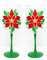 Poinsettia Wine Glasses II thumbnail