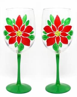 Poinsettia Wine Glasses II thumbnail