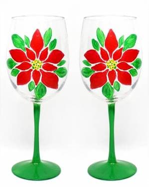 Poinsettia Wine Glasses II - Paint and sip event at Aroma Restobar, Delta Hotel Saskatoon in Saskatoon, SK - PaintNite.com