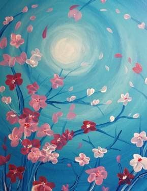 Pink Blossoms with Moonglow - Paint Nite event in Kenosha, WI
