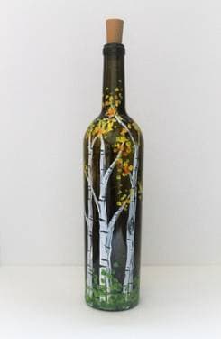 Falling for Birches Custom Painted Wine Bottle thumbnail