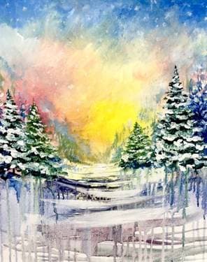 Winter Sun Meltdown - Paint and sip event at The Canadian Brewhouse - Mahogany in Calgary, AB - PaintNite.com
