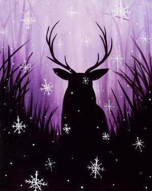 Stag In Snowfall - Paint and sip event at Fat's Grill & Bar in Stockton, CA - PaintNite.com