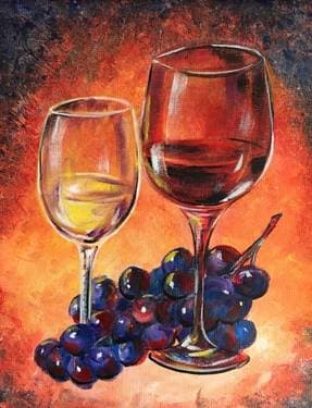 Red and White wine glasses - Paint Nite event in Sonoma, CA