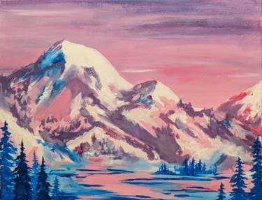 Snowy Mountain Winter Sunset - Paint Nite event in Toronto , ON
