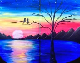 Rainbow Sunset Lovers Partner Painting thumbnail