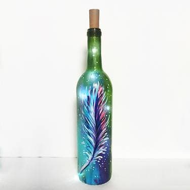Light As Feather Wine Bottle with Fairy Lights - Paint and sip event at The Crane & Pelican Cafe in Le Claire, IA - PaintNite.com