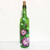 Pink Roses Wine Bottle with Fairy Lights thumbnail