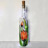 Spring Tulip Wine Bottle with Fairy Lights thumbnail
