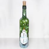 Snowman in Snowstorm Wine Bottle with Fairy Lights thumbnail
