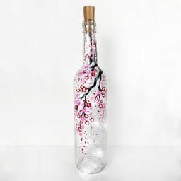 Cherry Blossom Wine Bottle with Fairy Lights thumbnail
