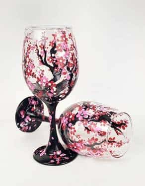 Cherry Blossom Wine Glasses