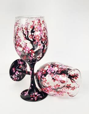 Cherry Blossom Glass Paint Nite at Murphy's Sports Bar — Painting