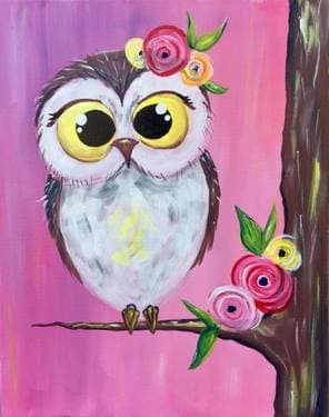 Spring Owl Cutie Patootie - Paint and sip event at Smith's Irish Pub in Vancouver, BC - PaintNite.com