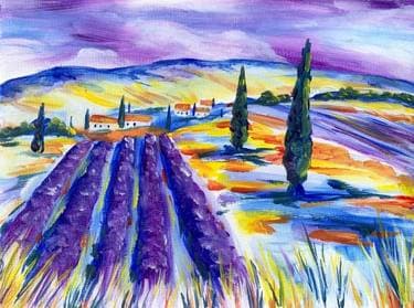 Colorful Lavender Fields - Paint and sip event at Brogan's Diner in Langley, BC - PaintNite.com