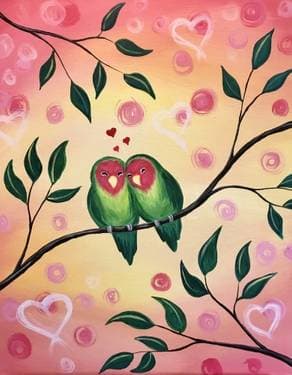 Lover Birds - Paint and sip event at Atelier d'Art Hadieh in Saint-Jean-sur-Richelieu, QC - PaintNite.com