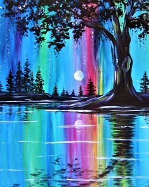 Moonlit Trees in Technicolor - Paint Nite event in Duarte, CA