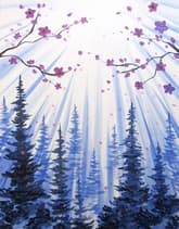 Purple Blossoms Over Pines thumbnail