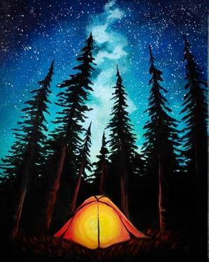 Camping under Galaxy Stars - Paint and sip event at Boston Pizza_Main St W in Hamilton, ON - PaintNite.com