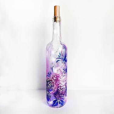 Purple Roses Wine Bottle with Fairy Lights - Paint Nite event in Las Vegas, NV