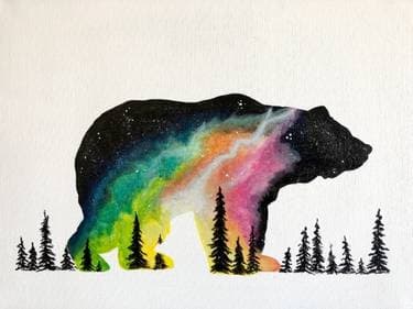 Spaced Out Bear - Paint and sip event at The Bend Lounge in Edmonton, AB - PaintNite.com
