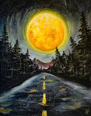 Moonlit Pinetree Road - Paint and sip event at The Grill Steak and Seafood in The Dalles, OR - PaintNite.com