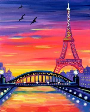 Paris Evening Lights - Paint and sip event at Hilton Pasadena in Pasadena , CA - PaintNite.com