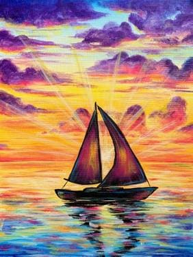 Sailing Sunset Silhouette - Paint and sip event at The Cat N' Fiddle in Calgary, AB - PaintNite.com