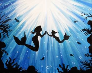 Mother and Daughter Mermaid Partner Painting - Paint and sip event at NPL Richland in Gibsonia, PA - PaintNite.com