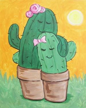 Mother and Daughter Cactus - Paint Nite event in Sherwood Park, AB