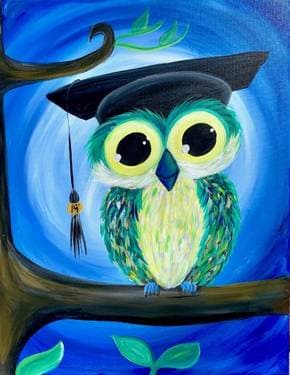 Graduation Owl *Customizable* - Paint and sip event at Walkers Hookah Cafe in FAYETTEVILLE, NC - PaintNite.com
