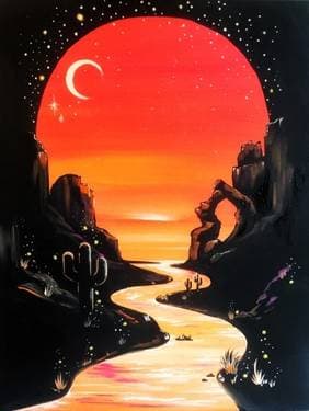 Enchanted Desert Moon Vignette - Paint Nite event in Maricopa, AZ