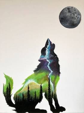 Spaced Out Wolf - Paint and sip event at The Twin Otter Pub in Edmonton, AB - PaintNite.com