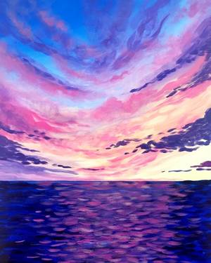 Cloudy Ocean Sunset — Painting