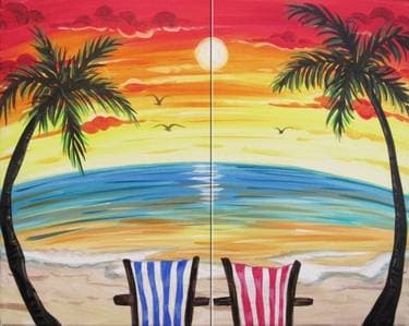 Paradise for Two Partner Painting - Paint Nite event in Santa Monica, CA