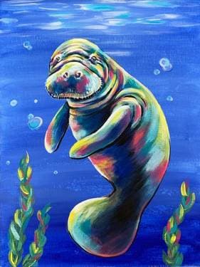 Manatee or Sea Cow? - Paint and sip event at Swirl Cafe & Games in Edmonton, AB - PaintNite.com