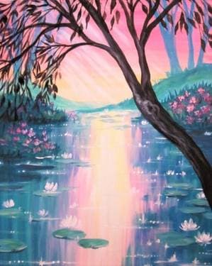 Sparkling Morning Lily Pond - Paint and sip event at PF Changs Sunnyvale in Sunnyvale, CA - PaintNite.com