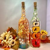 Choose Your Fall Design - Fall Trees OR Fall Pumpkins Wine Bottle & Fairy Lights thumbnail