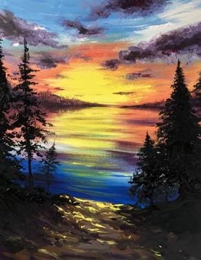 Lovely Lakeside Sunset - Paint and sip event at Level Crossing Brewing in South Salt Lake City , UT - PaintNite.com