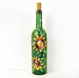 Perfect Sunflowers Wine Bottle with Fairy Lights thumbnail