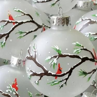 Christmas Cardinal Ornaments - Set of 3 - Paint and sip event at Battlegroundz in Lincoln, RI - PaintNite.com